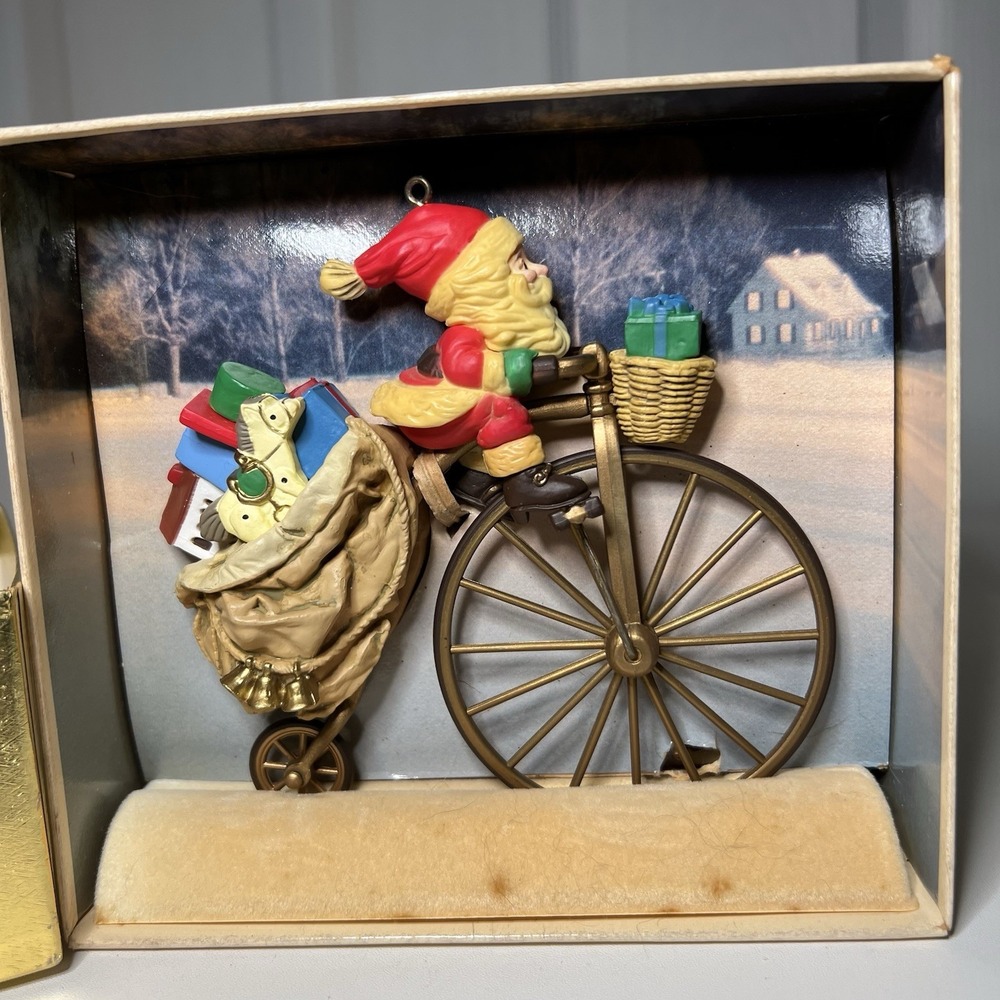 Hallmark Cycling Santa Keepsake Christmas Ornament 1982 Vintage - Picture 2 of 4